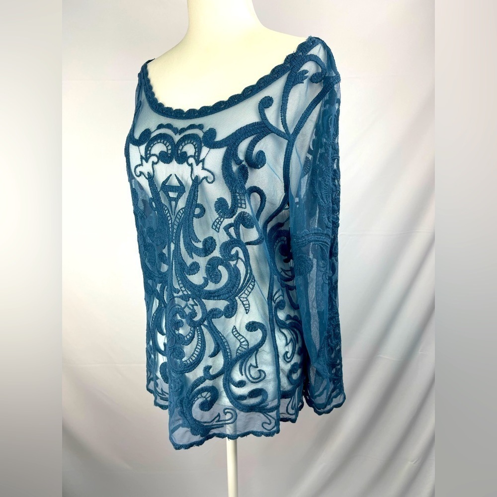 Express Embroidered lace long sleeve scoop neck blouse Women’s size M